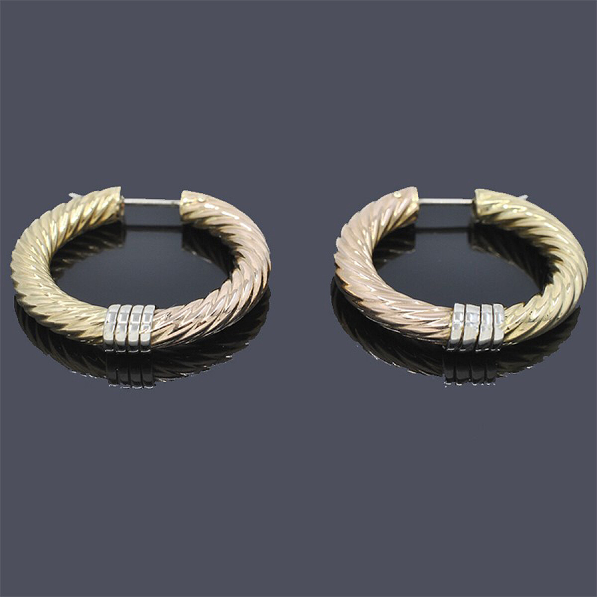 Aros En Oro 18K En Tres Tonos 