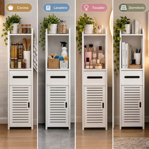 Organizador Puertas Estantes Mueble Espacios Reducidos Baño IMBACK Color Blanco Organizador Puertas Estantes Mueble Espacios Reducidos Baño IMBACK Color Blanco