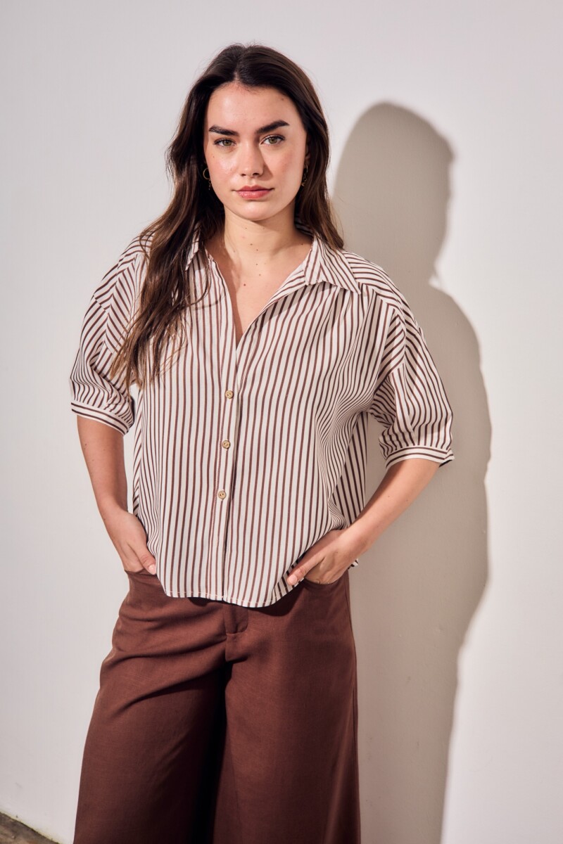 Camisa Rayada Burdeos
