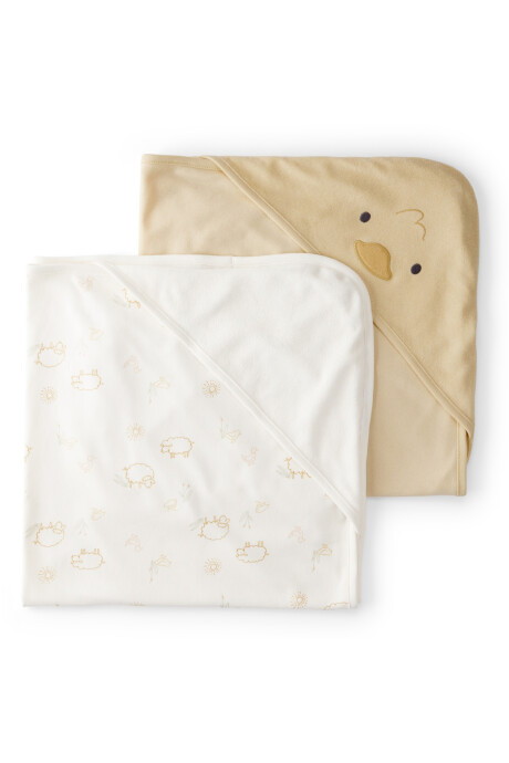 Pack dos toallas de algodón terry, con capucha, diseño pato Pack dos toallas de algodón terry, con capucha, diseño pato