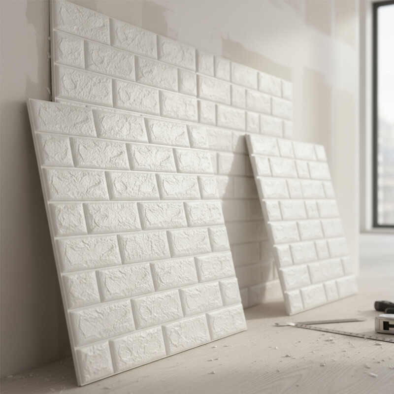 Pack 10 Placas Autoadhesiva Revestimiento Pared Interior Blanco Pack 10 Placas Autoadhesiva Revestimiento Pared Interior Blanco