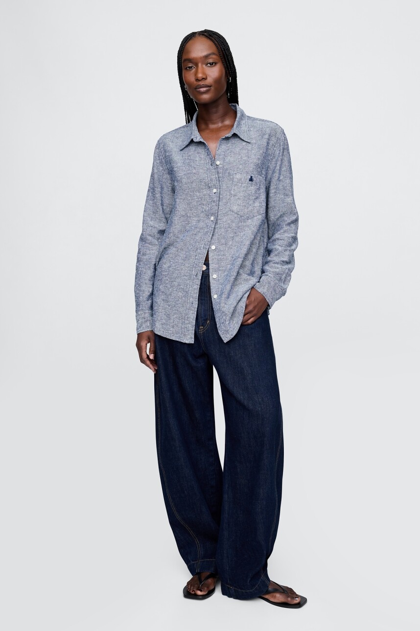Camisa De Lino Brannan Mujer Blue Chambray