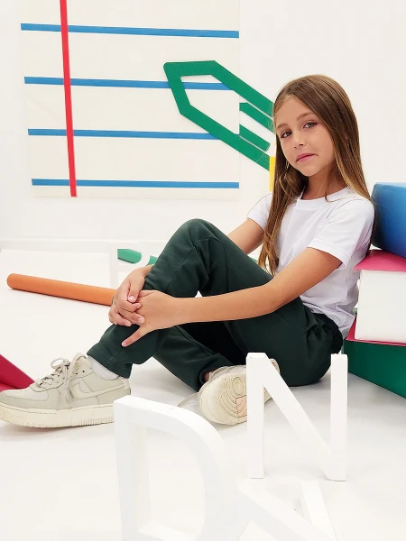 PANTALON DEPORTIVO DE FELPA SIN PUÑO VERDE