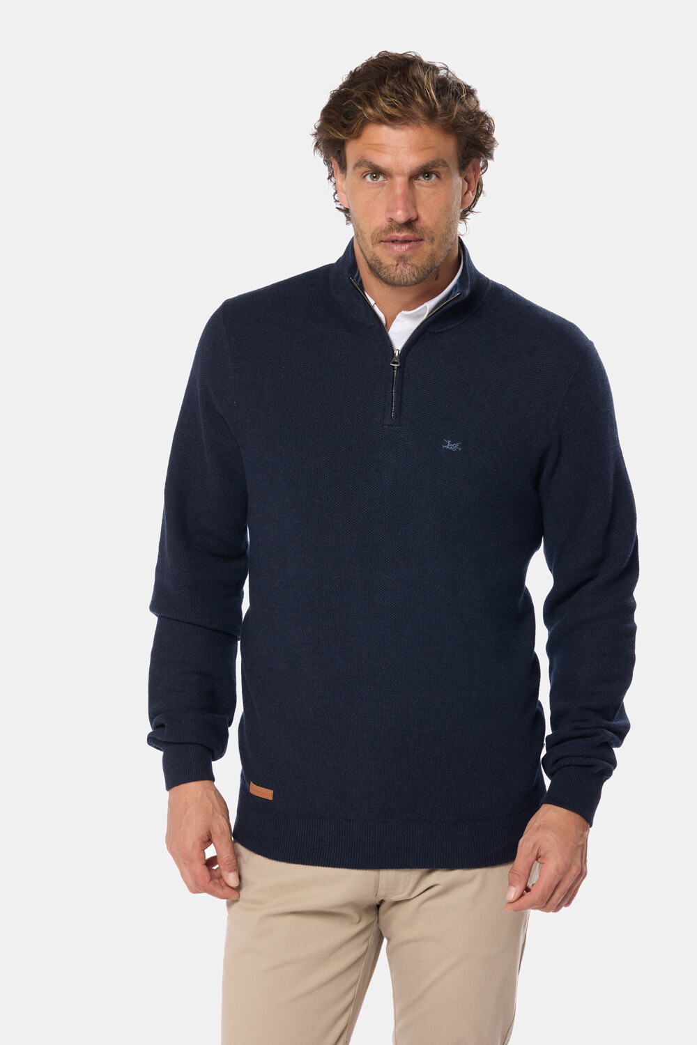 BUZO TEXTURADO MEDIO CIERRE Azul