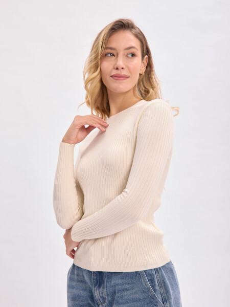 Remera punto rib Crudo