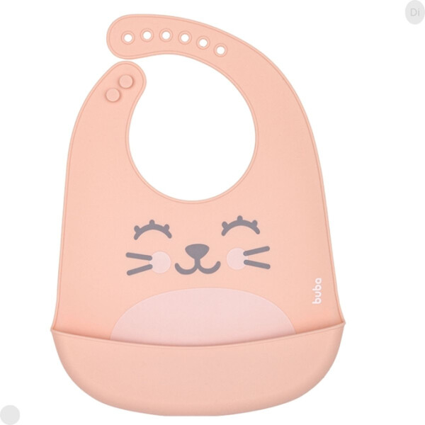 Babero silicona BUBA carita rosa claro