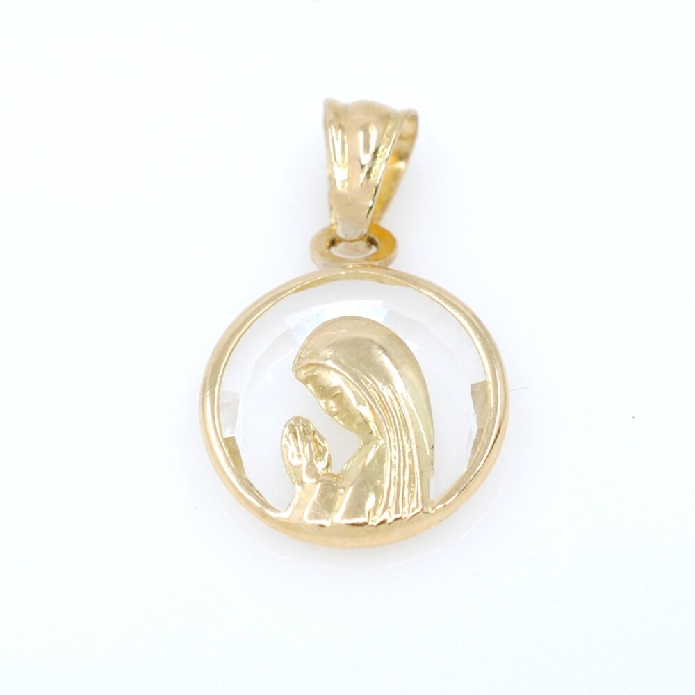 Medalla oro 18k y cristal virgen niña 12mm Medalla oro 18k y cristal virgen niña 12mm
