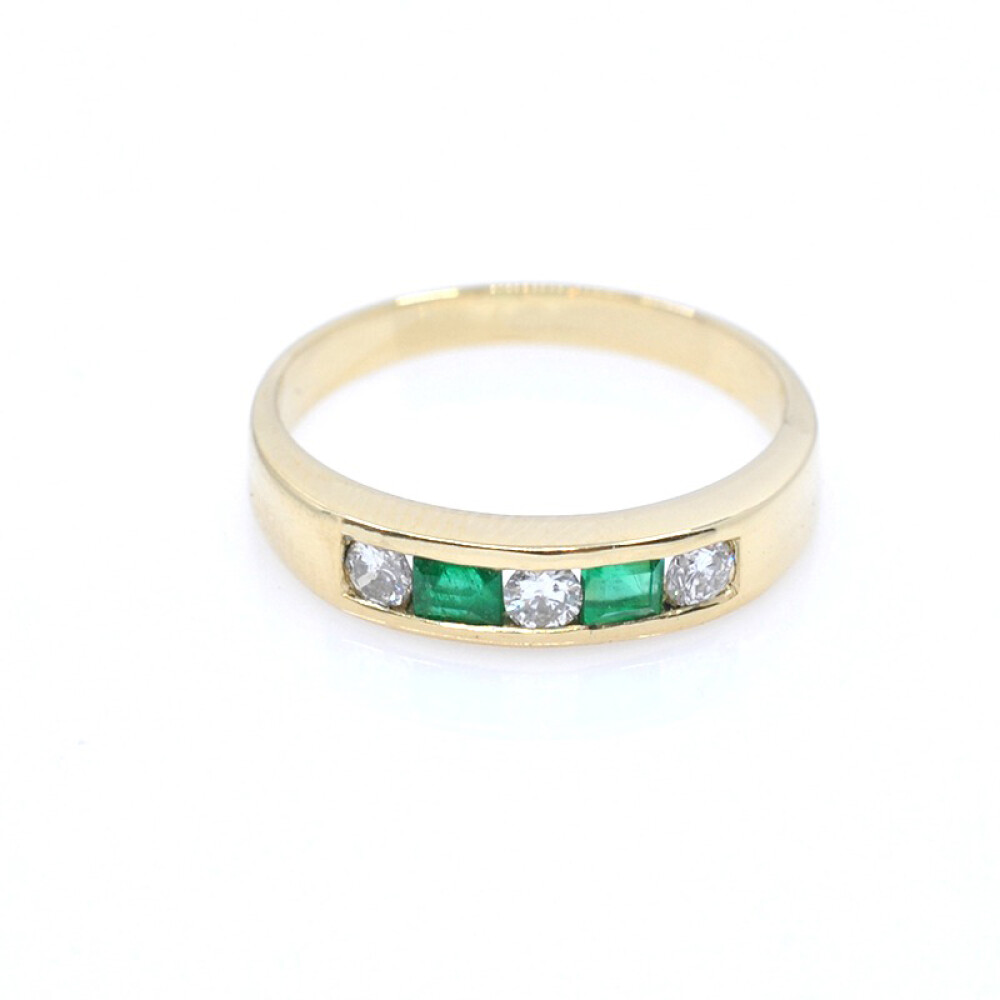 Medio sin fin en oro 18k amarillo esmeraldas y brillantes Medio sin fin en oro 18k amarillo esmeraldas y brillantes
