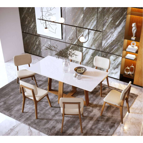 Mesa de Comedor Redonda Linea Manhattan Blanco/Natural