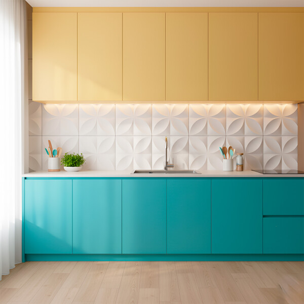 Revestimiento de Pared Panel 3D PVC 50x50cm Ondas Línea X6 Flor Blanco