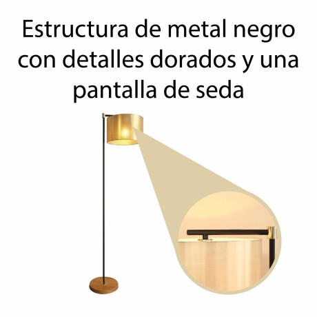 Lámpara De Pie Pantalla Seda Estructura Metal Elegante Negro