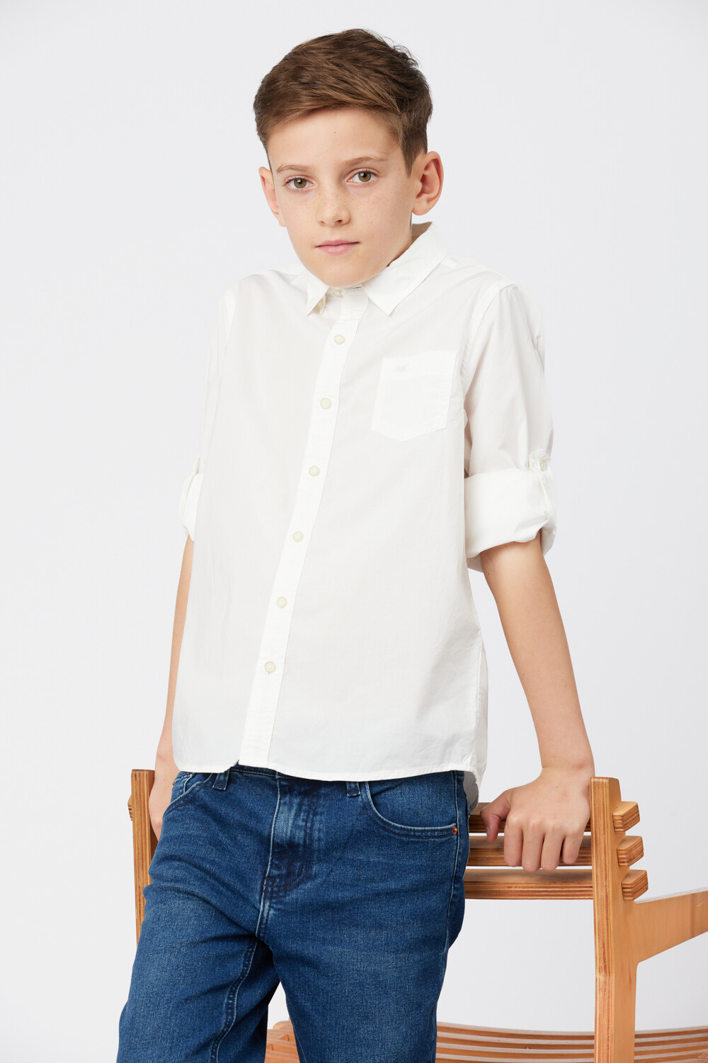 CAMISA LISA DE ALGODÓN Blanco