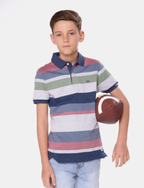 REMERA POLO RAYADA Rosado