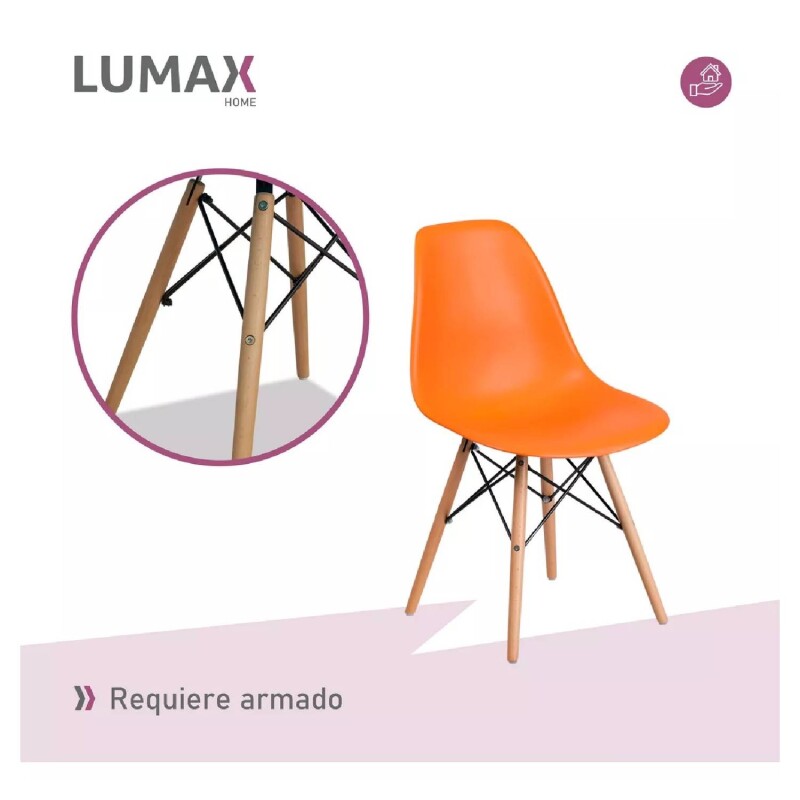 Silla De Comedor Eames Pack 4 Unidades Varios Colores Lumax Naranja