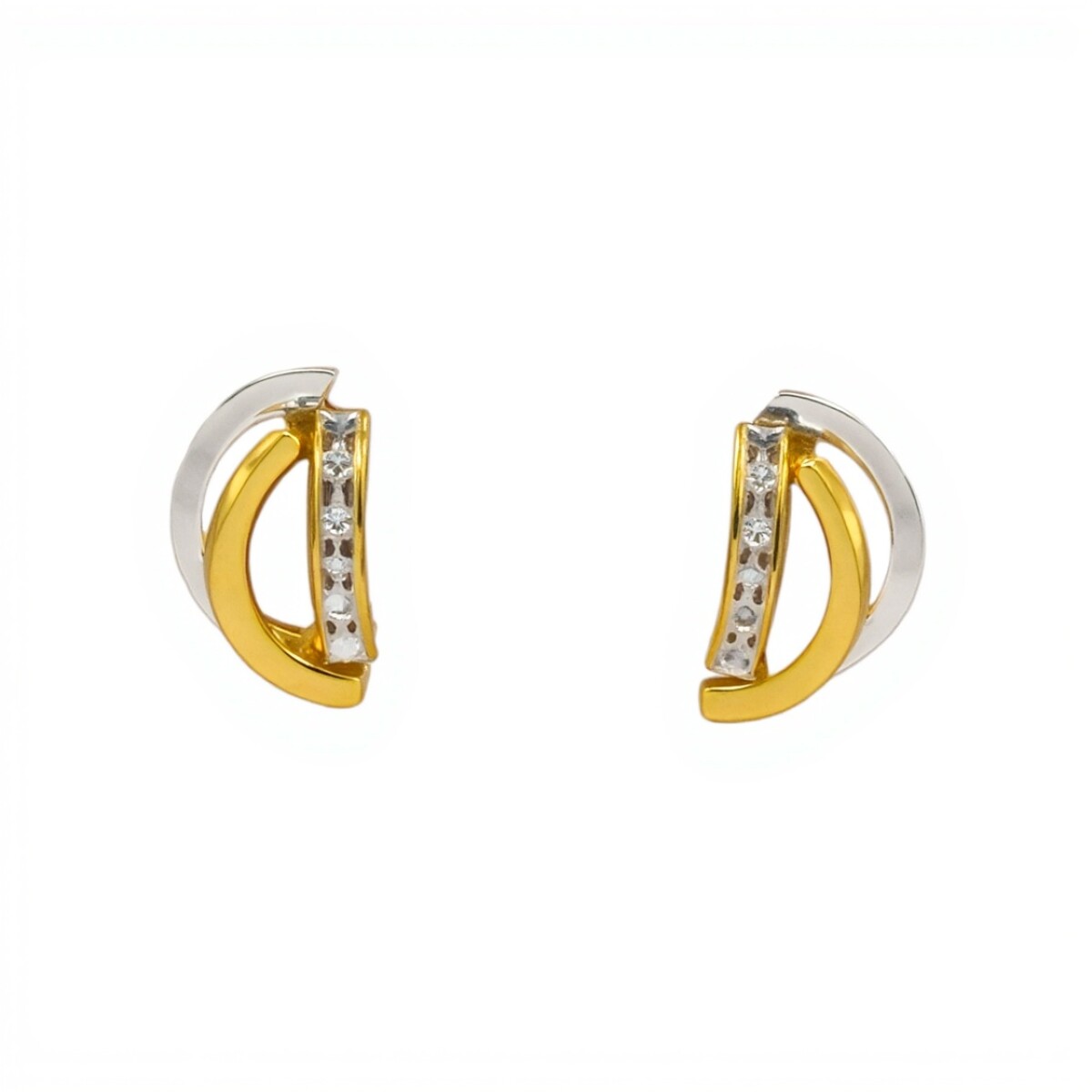 Caravanas Elegantes de oro - Oro bajo - Zirconia - CA8134 - conpiedra 