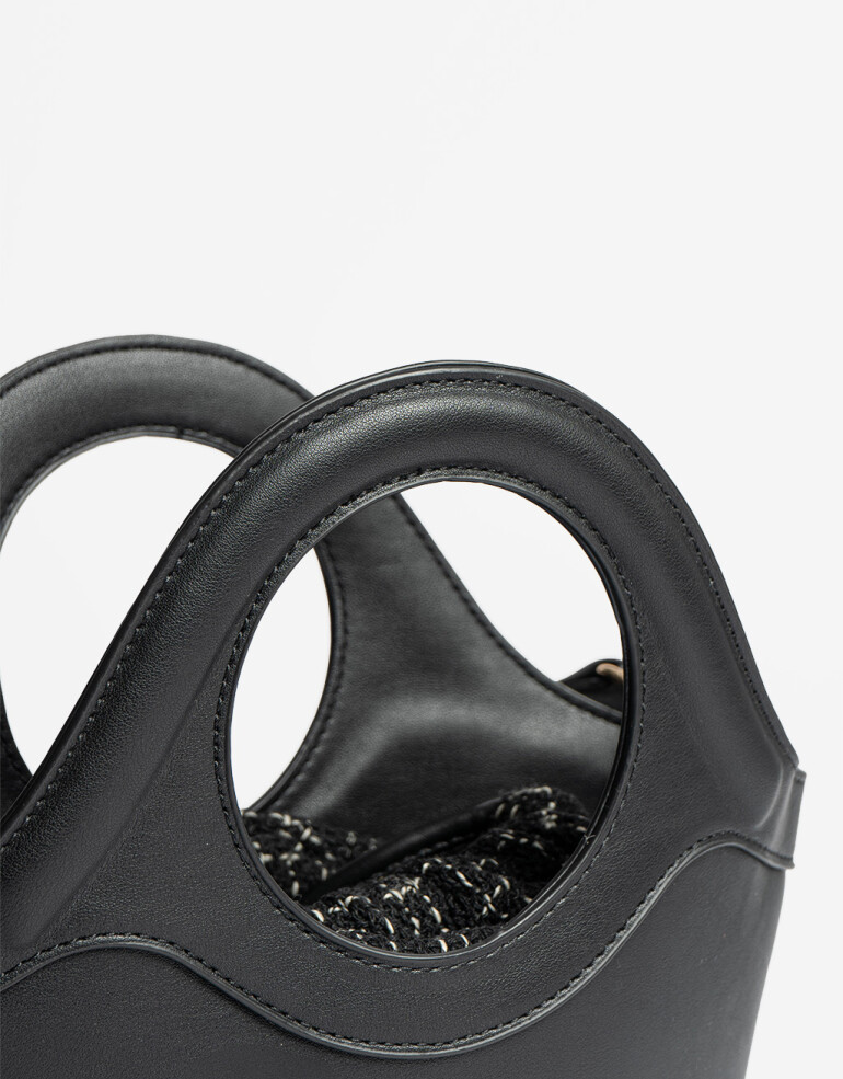 City Cartera City Con Bolso Tejido - Negro