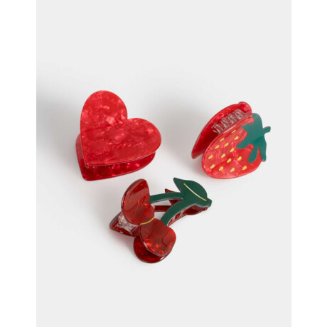Set De Broches Frutas Rojo Medio