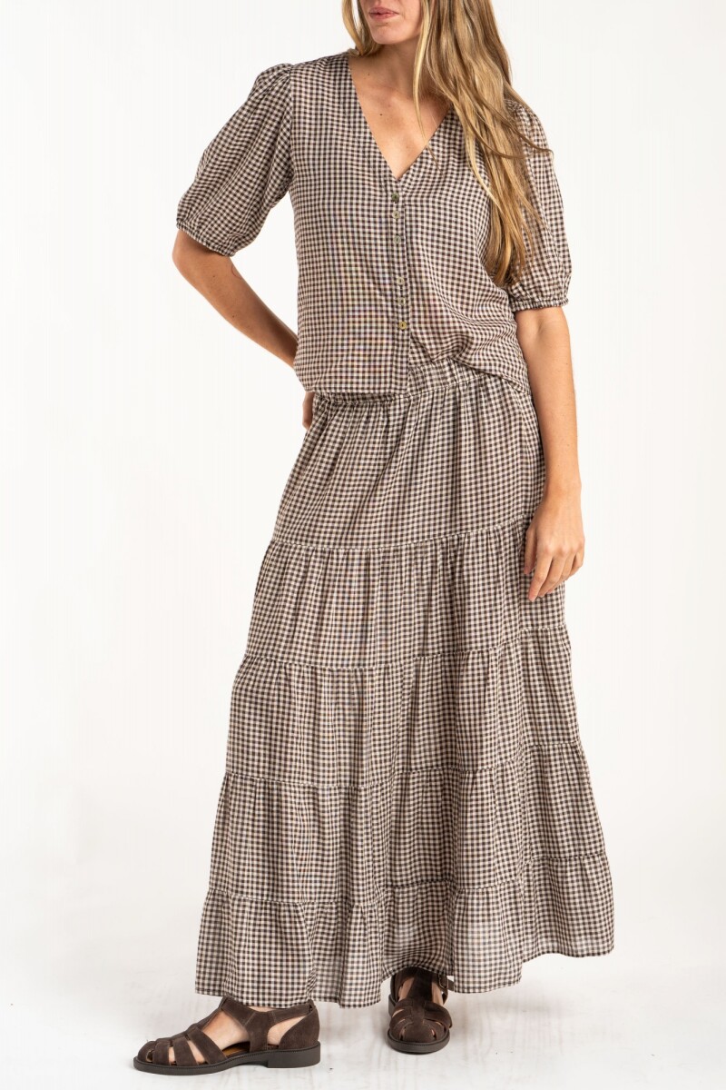 Falda Gingham Chocolate