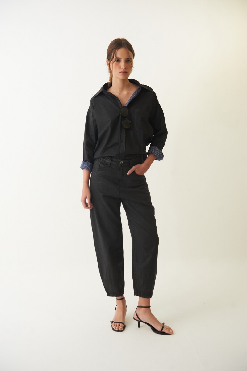 J. Slouchy leather Negro