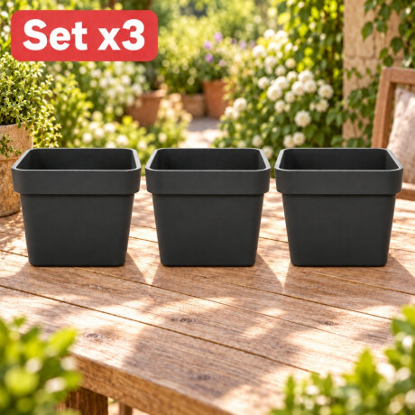 Set x3 Macetas chicas 7,5 lts NEGRO