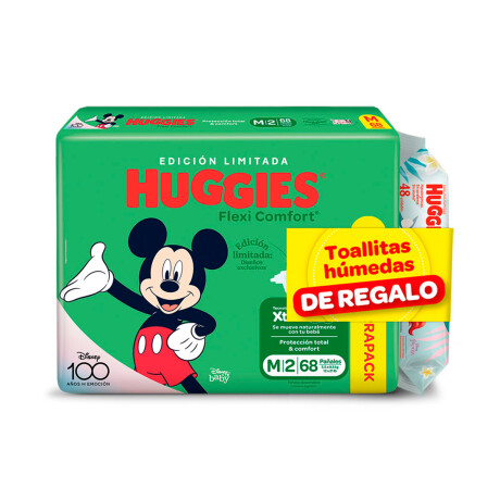 Pañales Huggies Flexi Confort M X68 + Toallas Húmedas 001