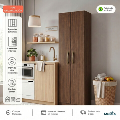 Mueble Multiusos Organizador de 5 Estantes con 2 Puertas - 170x 45,5 x 28,5 cm - Tabaco Mueble Multiusos Organizador de 5 Estantes con 2 Puertas - 170x 45,5 x 28,5 cm - Tabaco