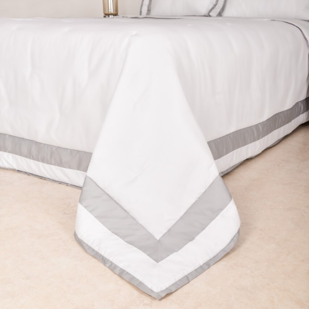 Edredón Finezza Color Block Blanco con Gris 250×250 cm