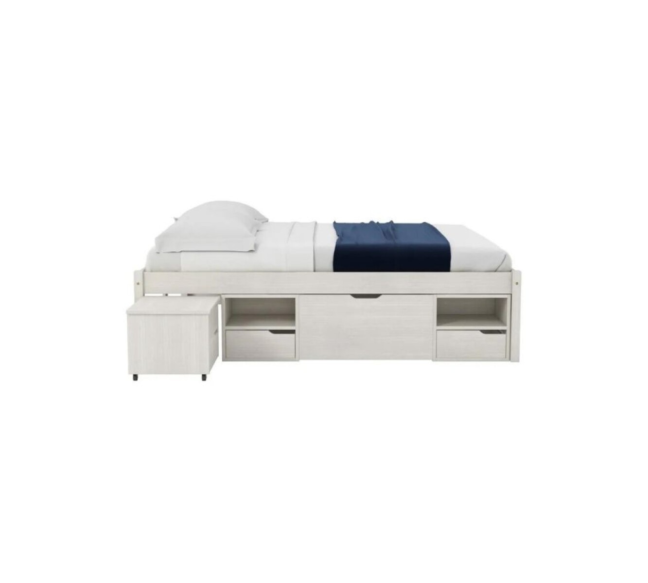 Cama Madera Maciza Con Cajones - 2 plazas - Linea charme - Blanco 