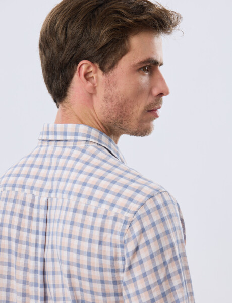 CAMISA CUADROS DE LINO Rosa