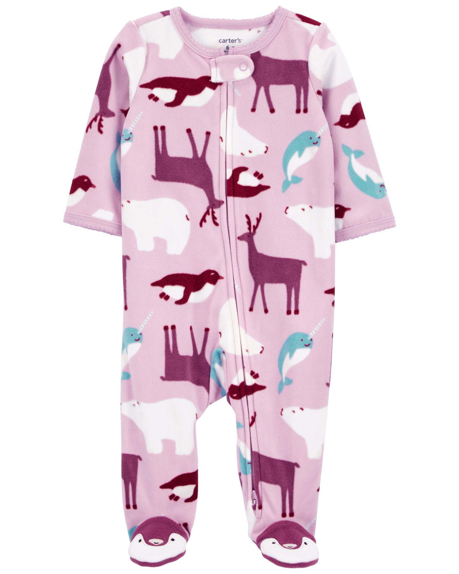 Pijama una pieza de micropolar con pie, diseño ártico Sin color