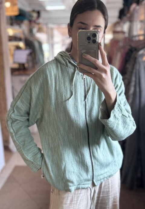 Campera agua reversible Verde agua
