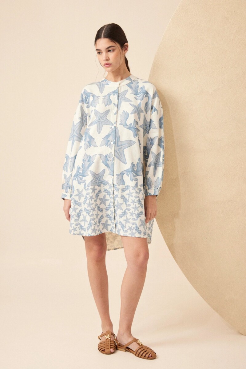 VESTIDO CAMISERO CRETA - CELESTE 