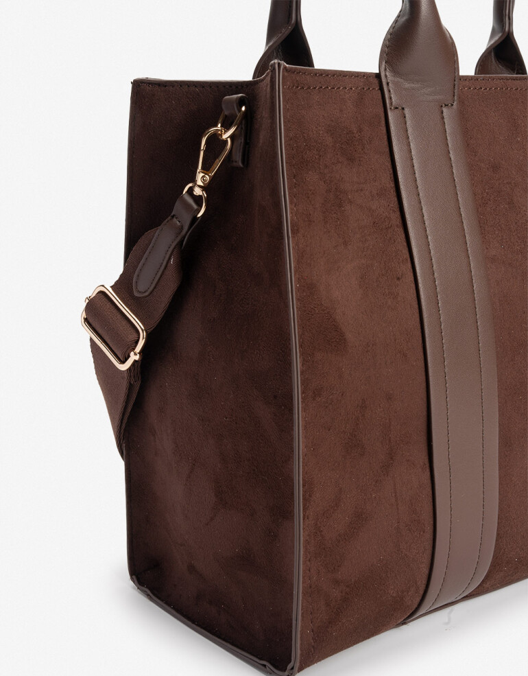 Shopper Cartera Shopper Combinada - Marron Chocolate
