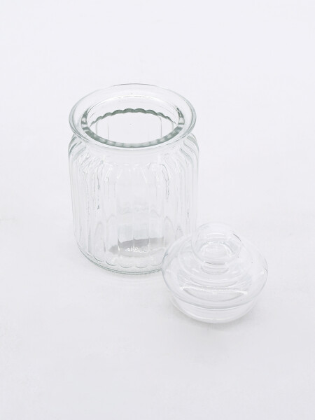FRASCO DE VIDRIO CON TAPA TRANSPARENTE
