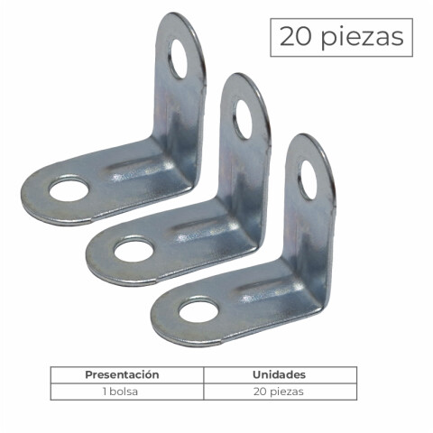 20 x Piezas Metal en Forma de L Soporte de Angulo 90 Grados de Acero - 22 x 22 mm 20 x Piezas Metal en Forma de L Soporte de Angulo 90 Grados de Acero - 22 x 22 mm