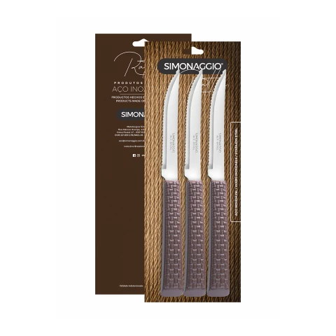 Set x 3 Cuchillo Mango Rattan Simonaggio U
