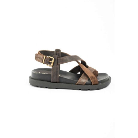Sandalias De Cuero Tiras Cruzadas Chocolate