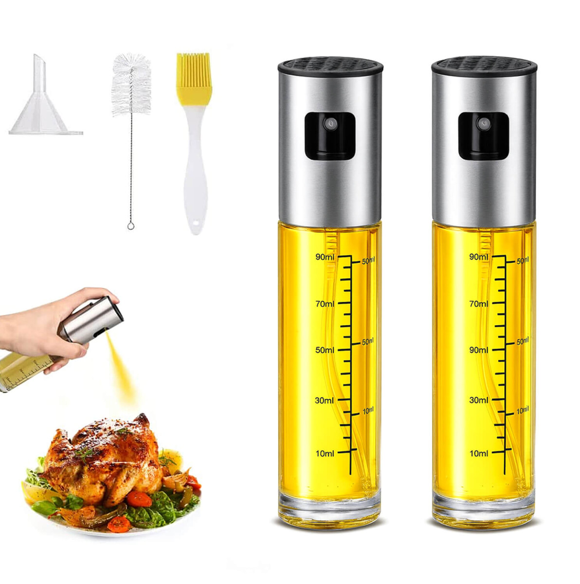 Juego de 2 Aceitera Rociador Spray Liquido Aceite Vinagre Cocina IMBACK 