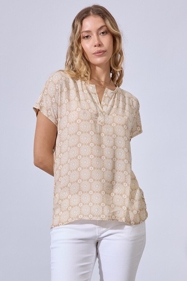 Blusa Mandala Print BEIGE/MULTI