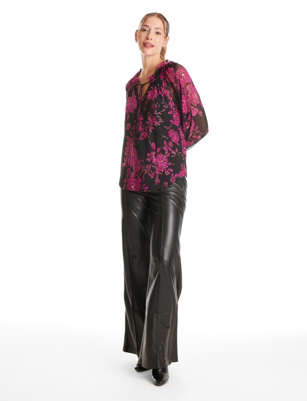 Blusa Microtul Print NEGRO/VIOLETA