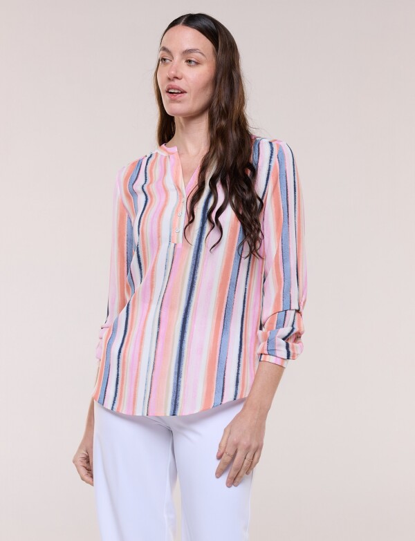 Blusa Gasa Print MULTI/ROSA