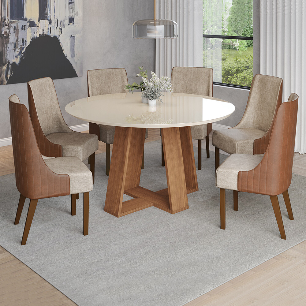 JUEGO DE COMEDOR MESA Y 6 SILLAS - TAPA REDONDA JUEGO DE COMEDOR MESA Y 6 SILLAS - TAPA REDONDA