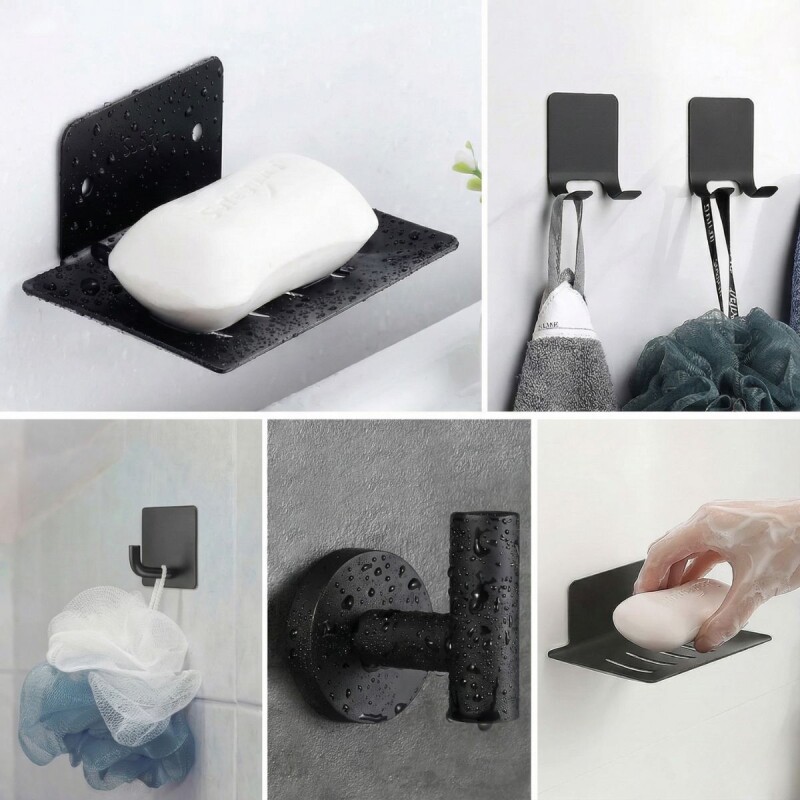 Set Accesorios Baño Completo 11 Piezas Acero Inoxidable Negro Set Accesorios Baño Completo 11 Piezas Acero Inoxidable Negro