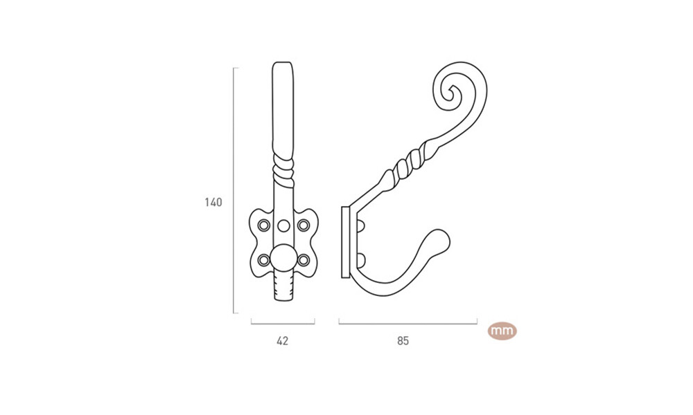Percha de pared en hierro forjado 979N3 Percha De Pared En Hierro Forjado 979n3