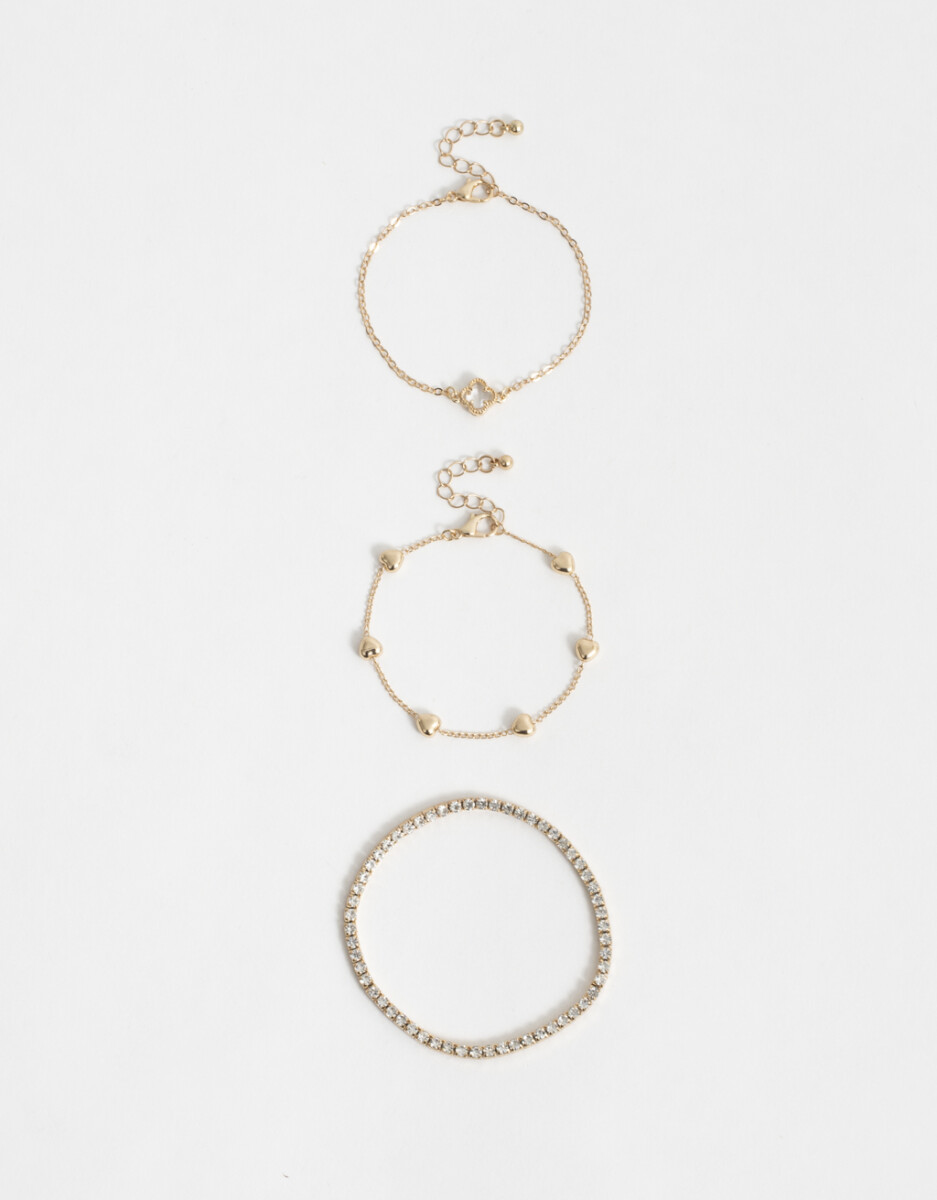 Set De Pulseras Flexibles Con Strass 