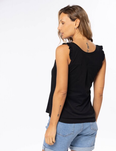 MUSCULOSA CON VOLADO Negro