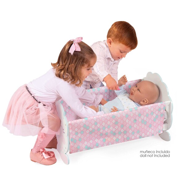 Cama Cunita Muñecas De Cuevas Madera Mecedora Balancin Variante Color Rosa