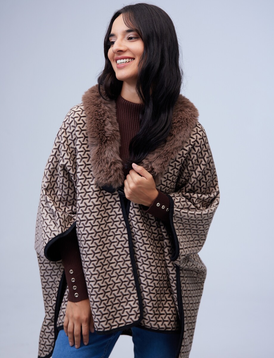 Ruana Faux Fur - Marron/multi 