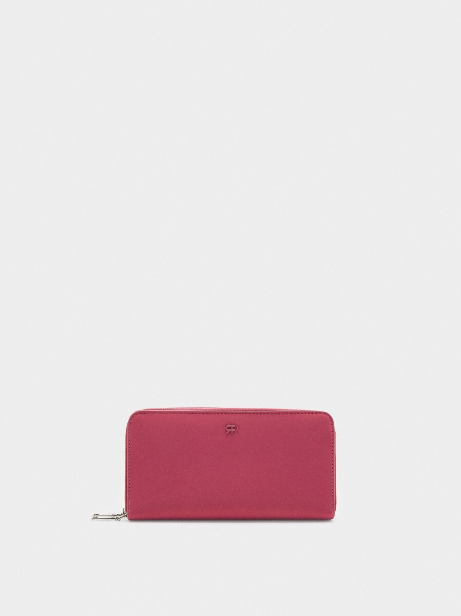 Cartera De Textura Suave Con Cremallera - rosa 