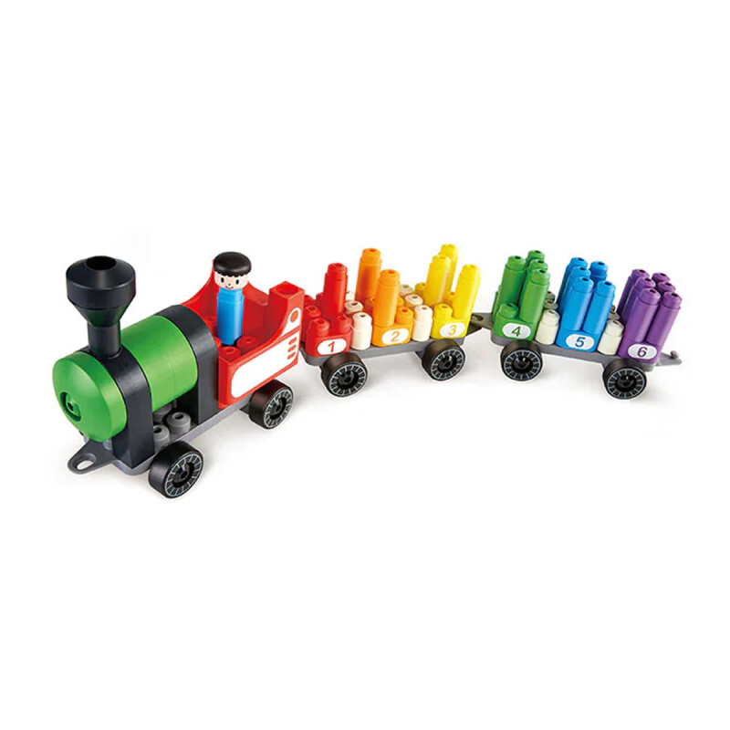 Tren bloques de construcción con conteo arcoíris PolyM Hape Tren bloques de construcción con conteo arcoíris PolyM Hape